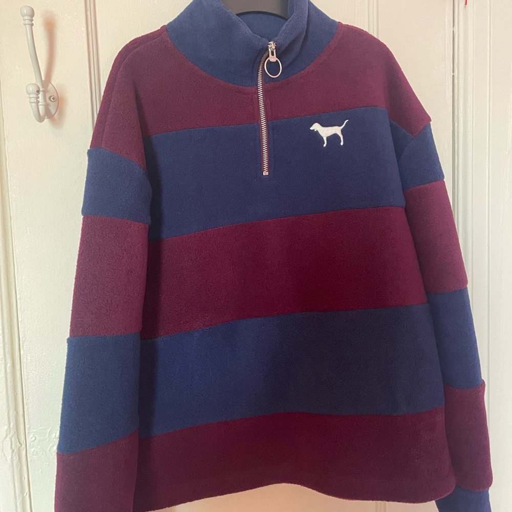 PINK Navy/Burgundy Fleece Size XS